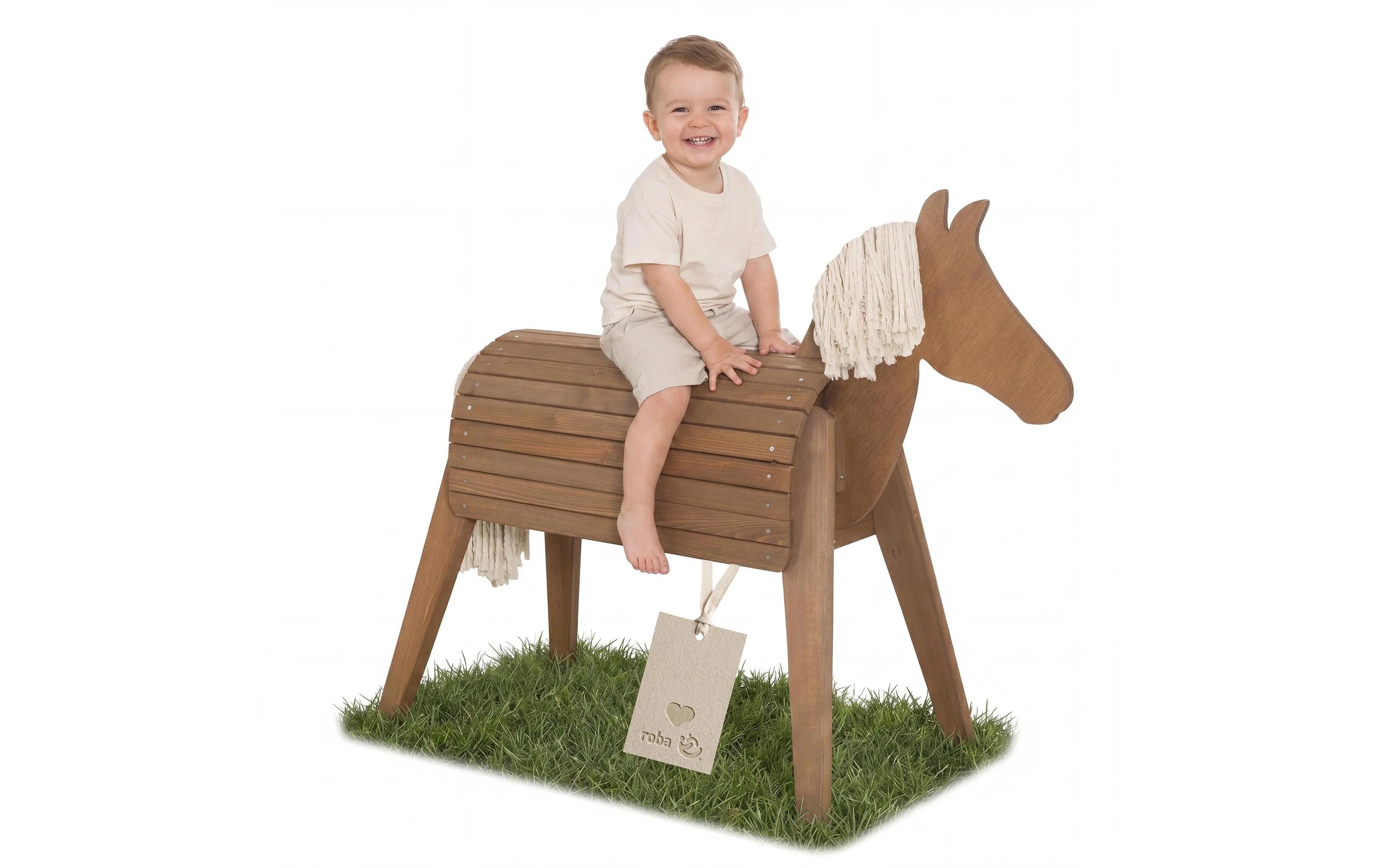 Roba Spielpferd Outdoor – ab 3 Jahren – Teakholz – Holzfarben
