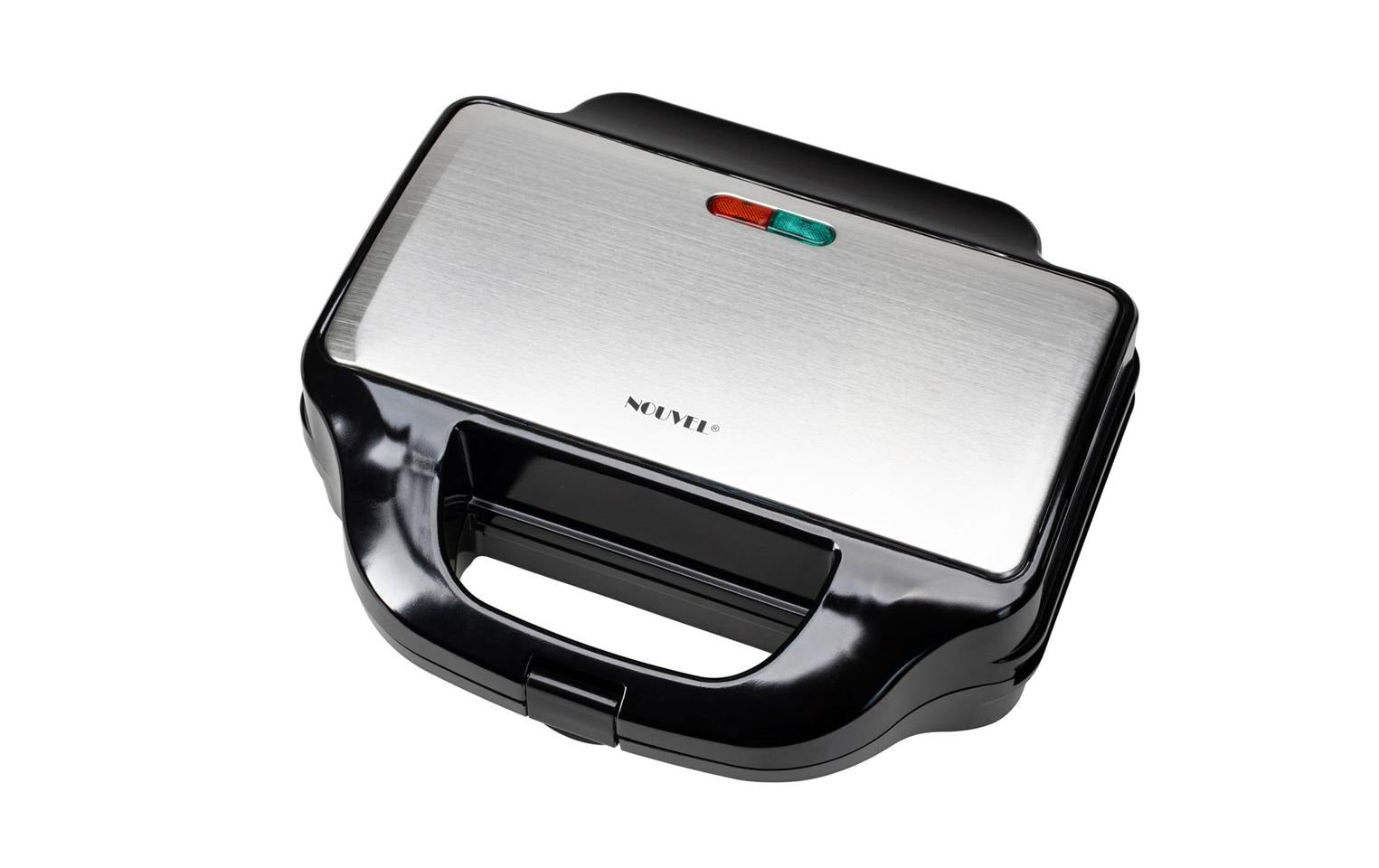 Nouvel Sandwich Maker XL – 3 wechselbare Grillplatten, 900 W – schwarz/silber