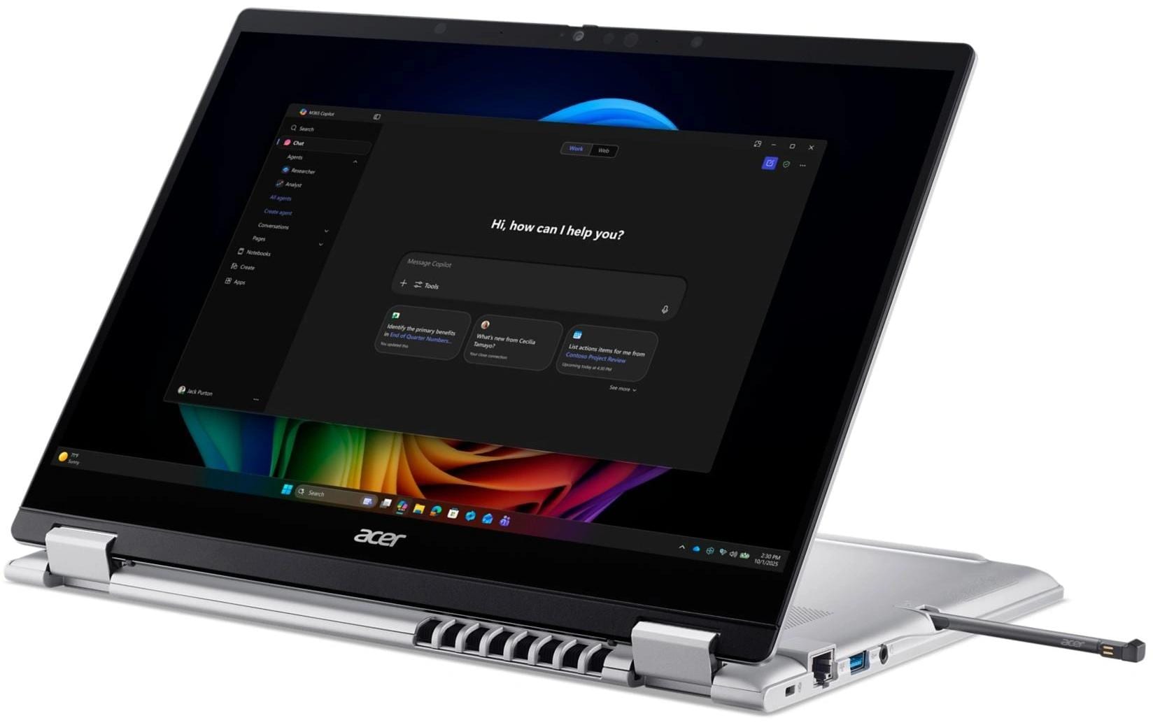 Acer TM P414RN-56 Spin – 14" WUXGA Touch, Core Ultra 5 325, 16 GB, 512 GB SSD, Win 11 Home, QWERTZ (CH)