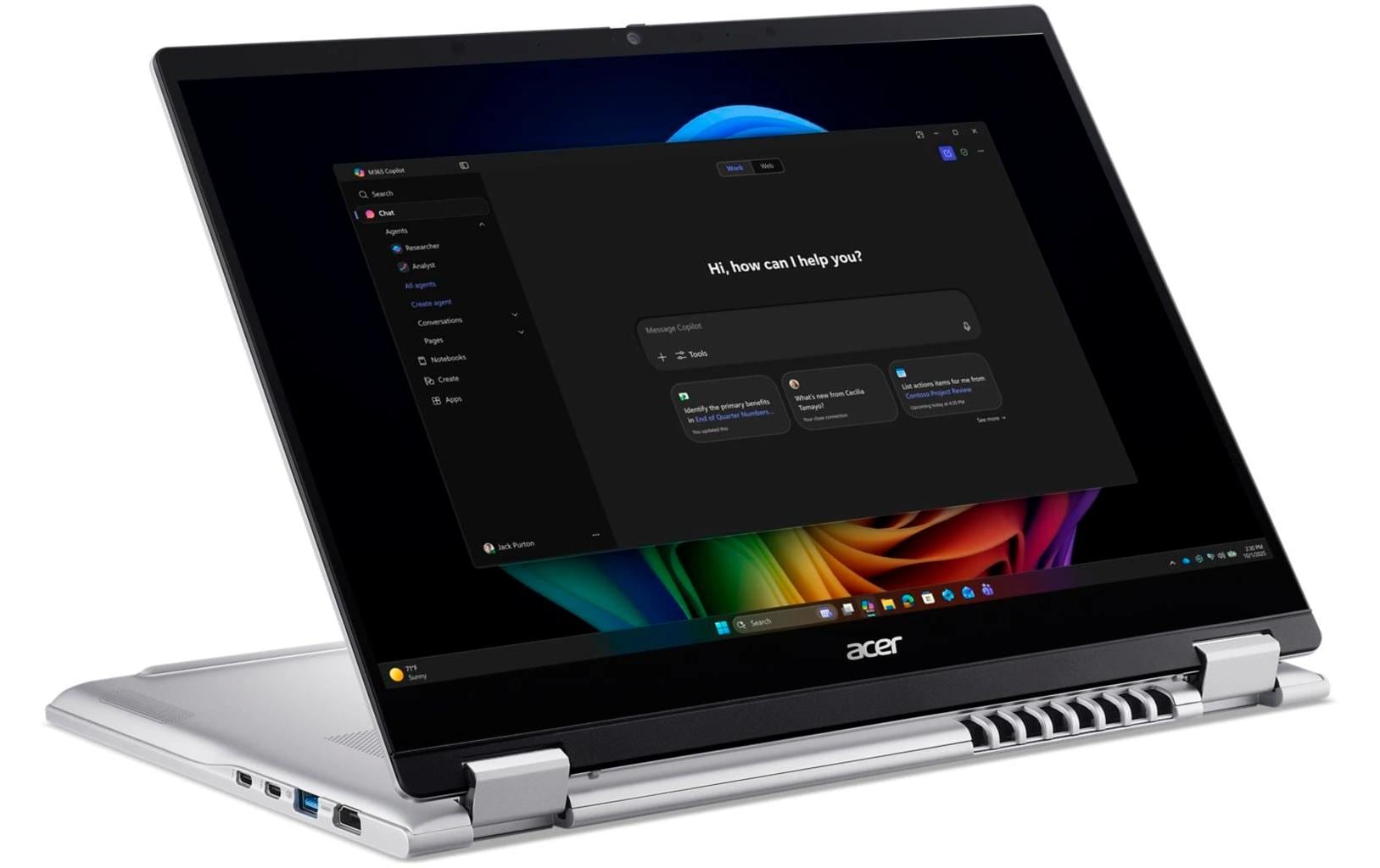 Acer TM P414RN-76 Spin – 14" WQXGA+ Touch, Core Ultra 7 356H, 32 GB, 512 GB SSD, Win 11 Pro, QWERTZ (CH)