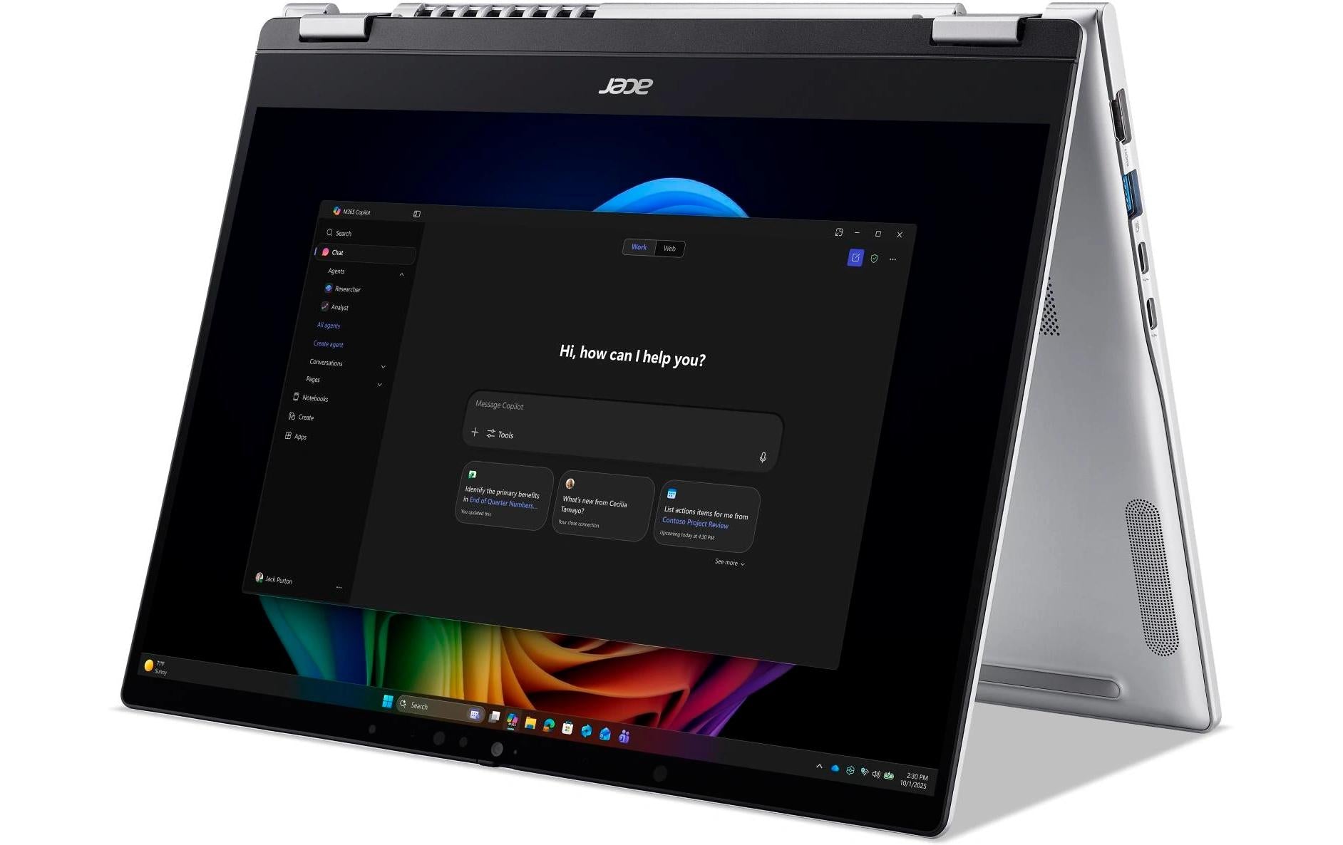 Acer TM P414RN-76 Spin – 14" WQXGA+ Touch, Core Ultra 7 356H, 16 GB, 512 GB SSD, Win 11 Pro, QWERTZ (CH)