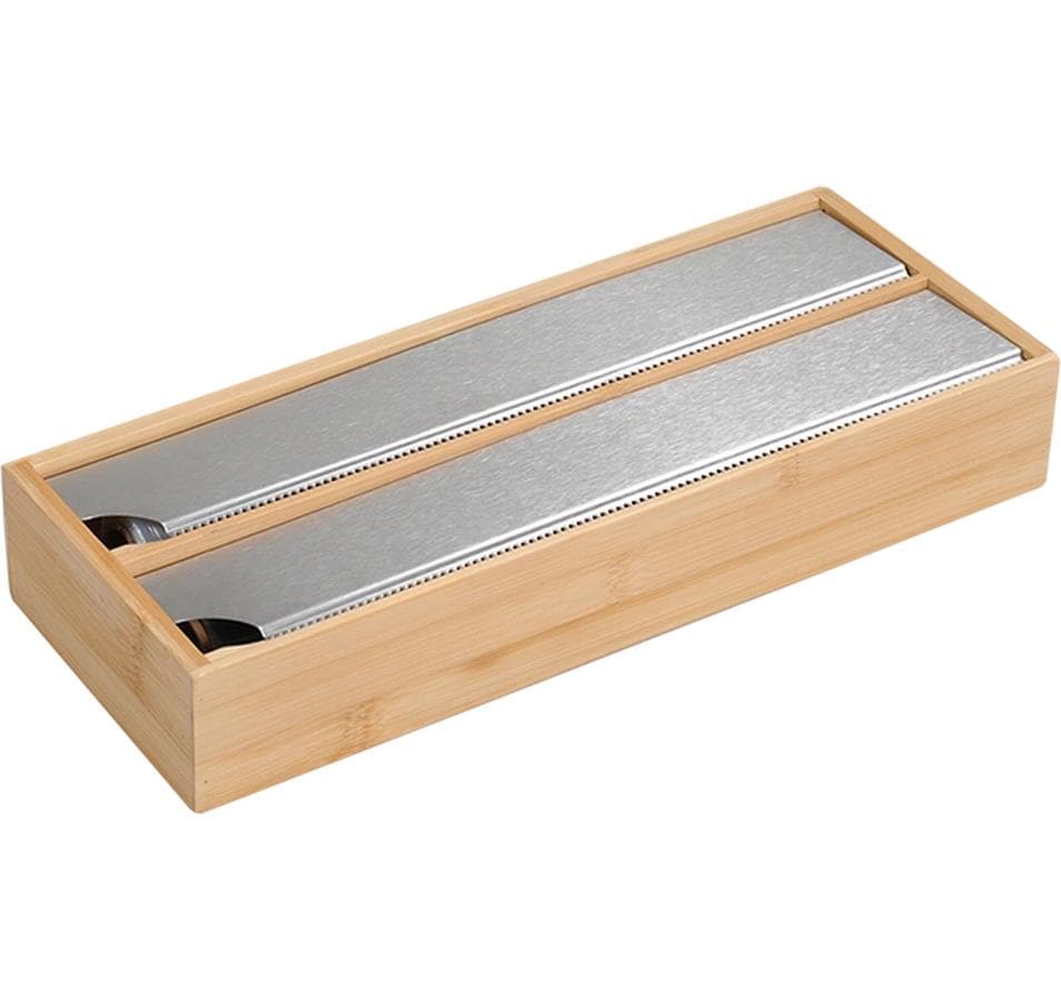 Kesper Utensilienhalter (wandmontiert) 35 × 13 × 5,5 cm, Bambus/Edelstahl, braun, für 2 Rollen