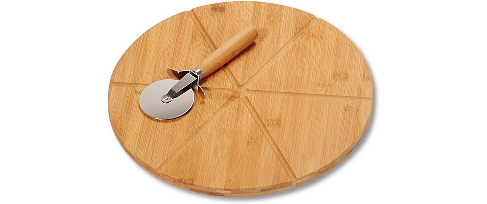 Kesper Schneidebrett Ø 32 × 1,5 cm, Bambus/Edelstahl, Braun