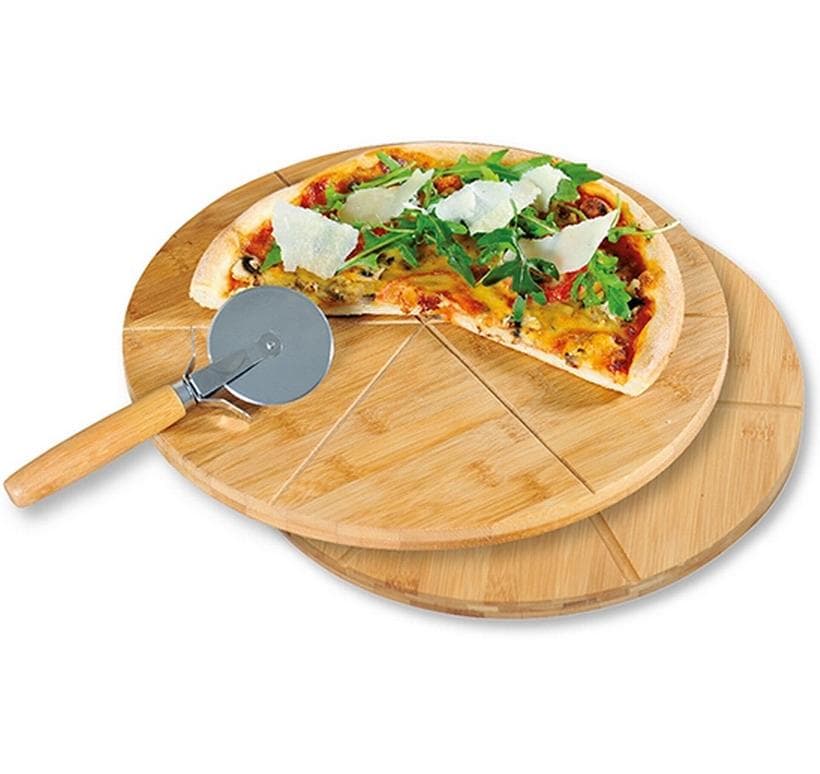 Kesper Schneidebrett 32 × 32 × 1,5 cm, Bambus/Edelstahl, Saftrille, 2er-Set, Braun