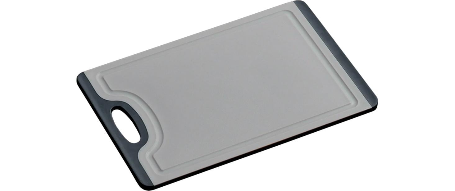 Kesper Schneidebrett 24,5 × 36,5 × 0,9 cm, Kunststoff (PE/PP/TPE), mit Saftrille, Grau/Schwarz