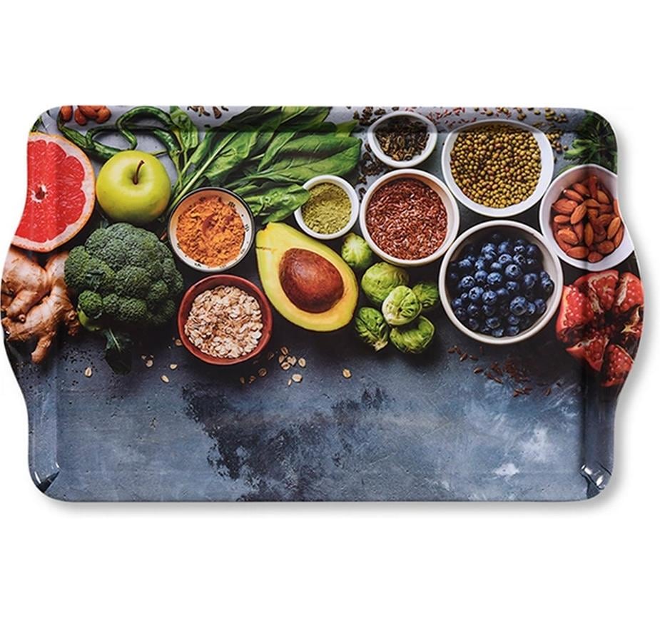Kesper Serviertablett Healthy Kitchen – 30,0 × 48,0 × 3,5 cm, Melamin, Mehrfarbig, spülmaschinenfest