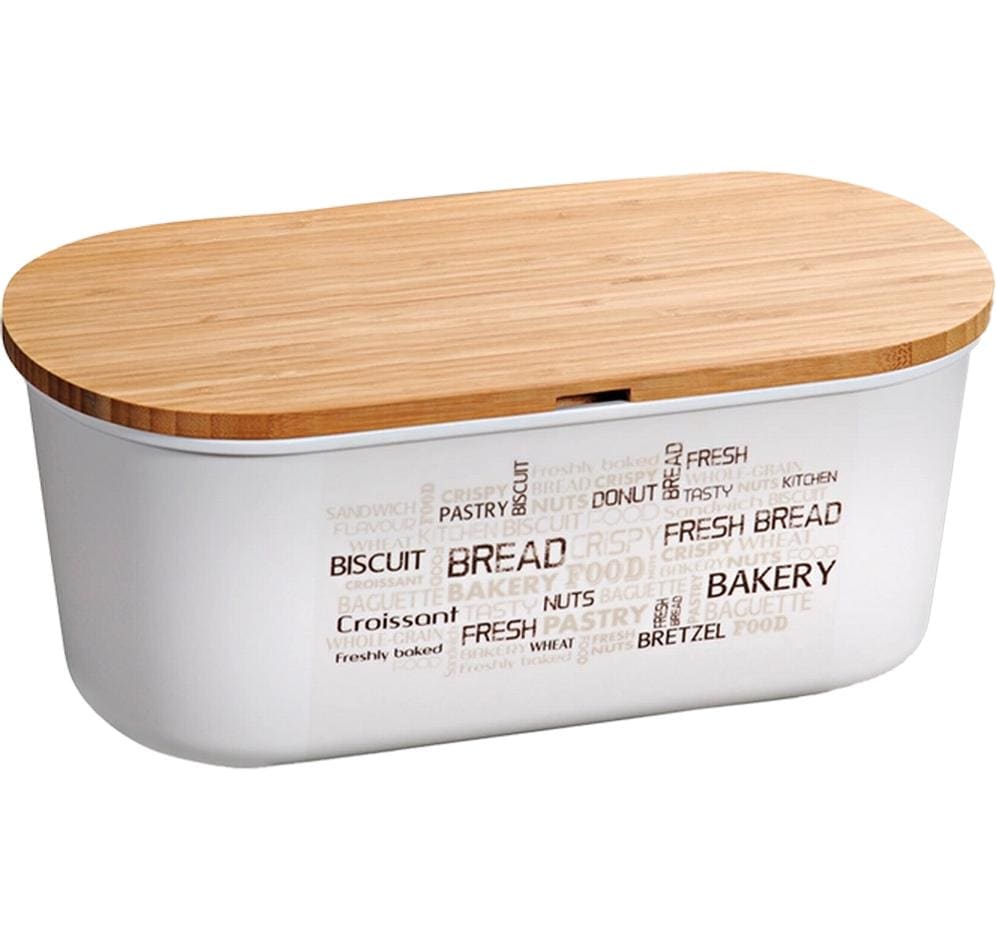 Kesper Lunchbox 34 × 14,5 × 1,5 cm, Kunststoff/Bambus, Weiss, inkl. Schneidebrett