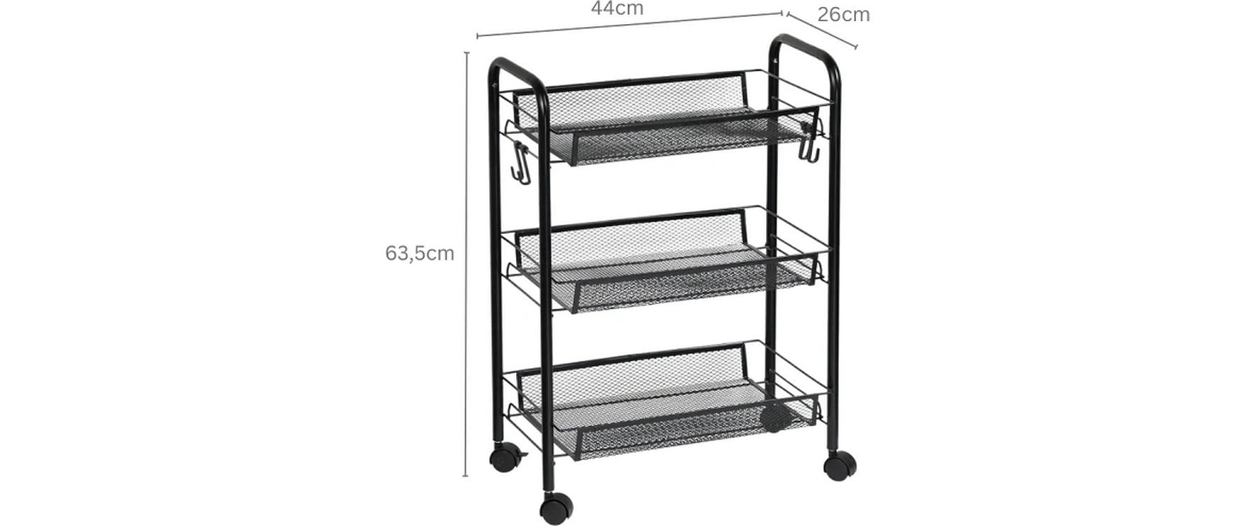 Kesper Rollwagen – Metall – Schwarz – 440 × 635 × 260 mm