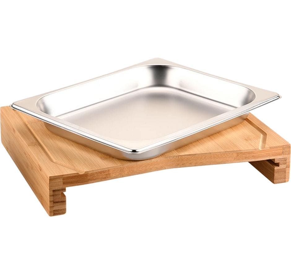 Kesper Schneidebrett 28,5 × 36,5 × 6,8 cm, Bambus/Edelstahl, mit Saftrille, Braun/Silber