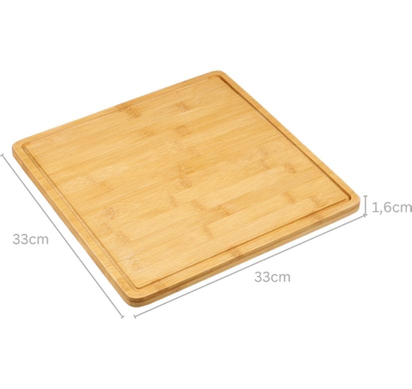 Kesper Schneidebrett 33 × 33 × 1,6 cm, Bambus, mit Saftrille, Braun