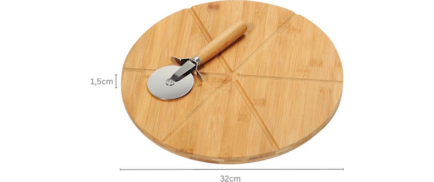 Kesper Schneidebrett Ø 32 × 1,5 cm, Bambus/Edelstahl, Braun