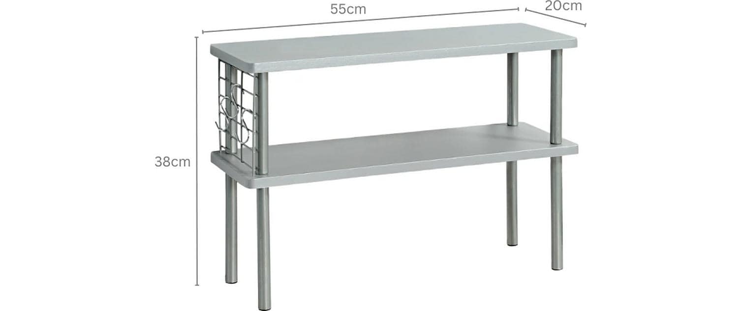 Kesper Küchenregal 2 Etagen – MDF/Metall – Grau – 550 × 380 × 200 mm