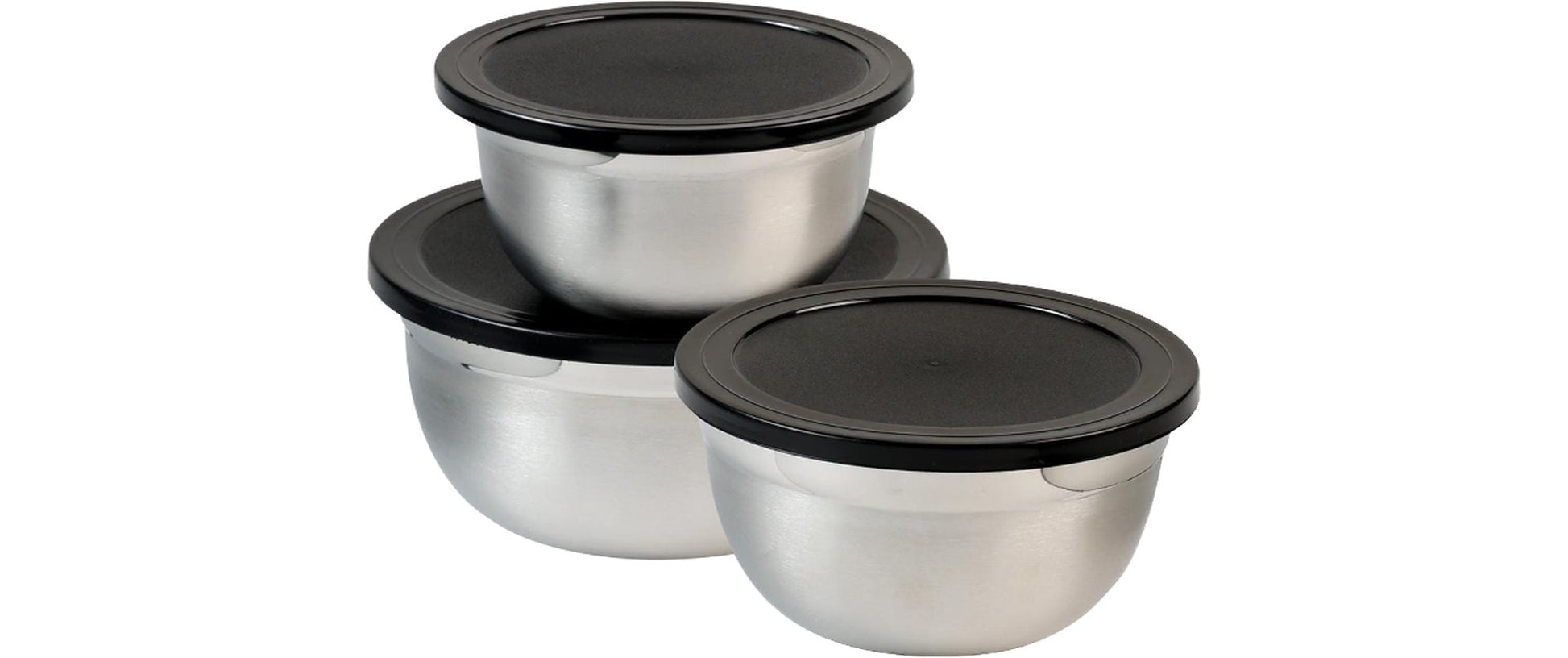 Kesper 3-teiliges Schüssel-Set, 1,5 l, Edelstahl/Kunststoff, Schwarz/Silber