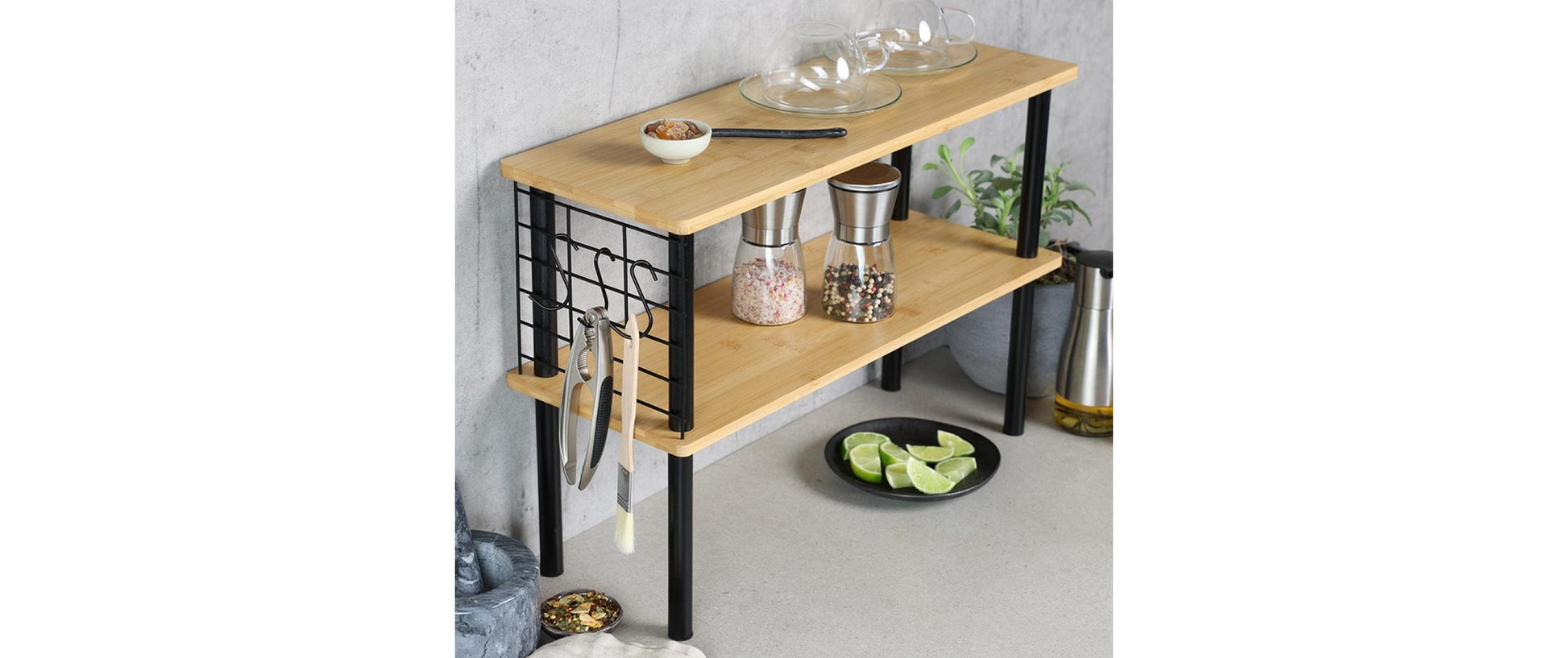 Kesper Wandhalterung 2 Etagen – Bambus/Metall – Braun – 550 × 380 × 200 mm