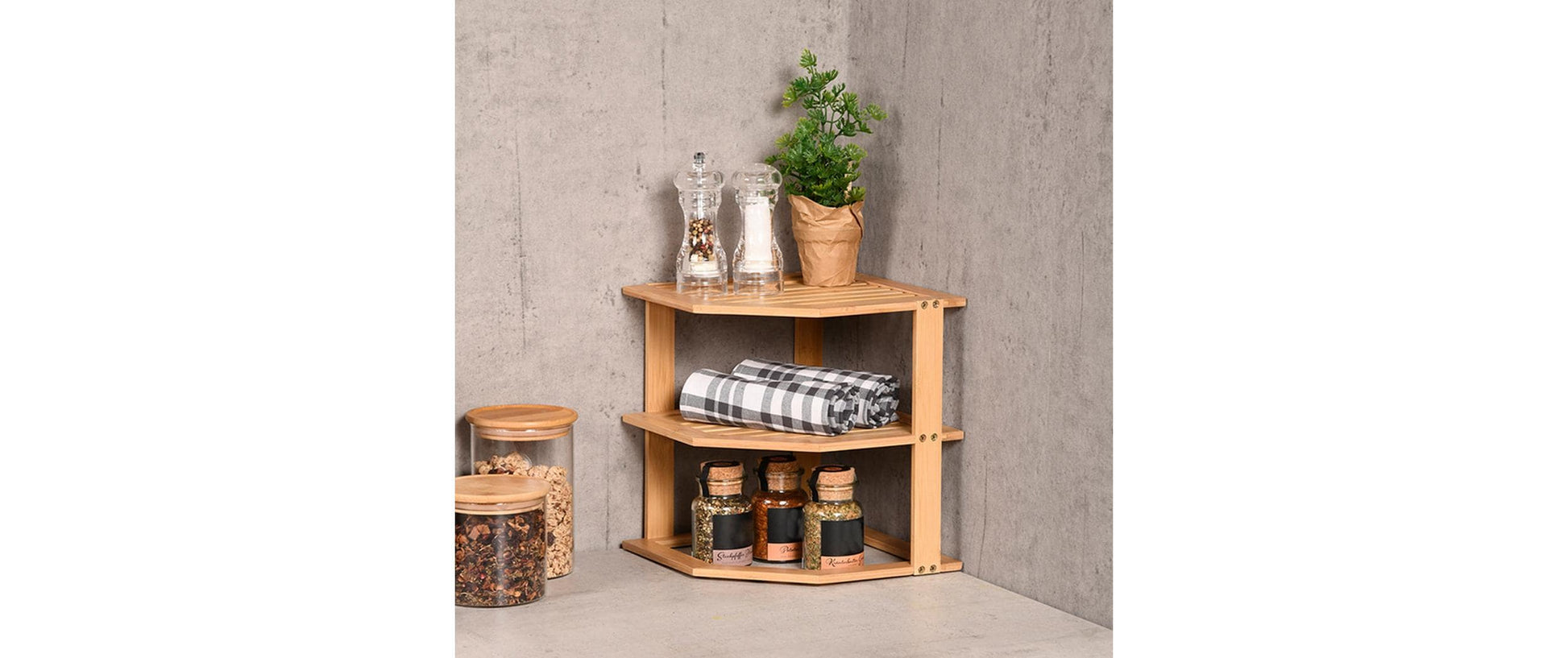 Kesper Utensilienhalter (wandmontiert) 25 × 25 × 27 cm, Bambus, Braun