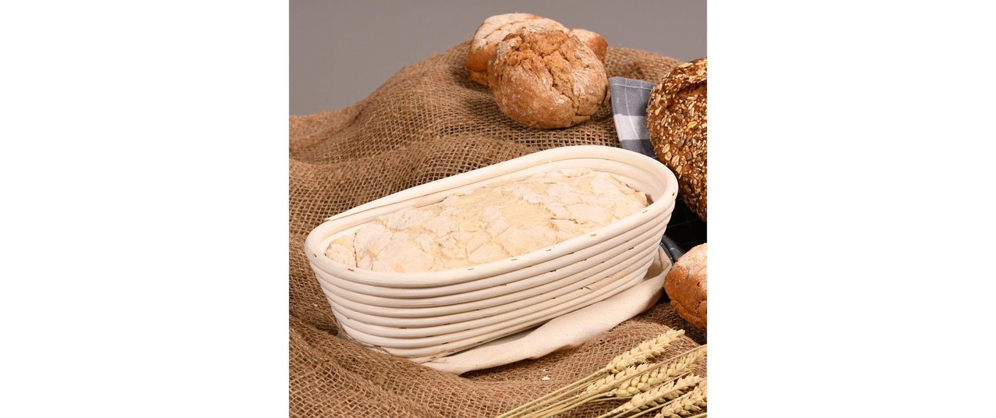 Kesper Gärkörbchen oval 15 × 35 × 8 cm, Rattan/Baumwolle, Creme