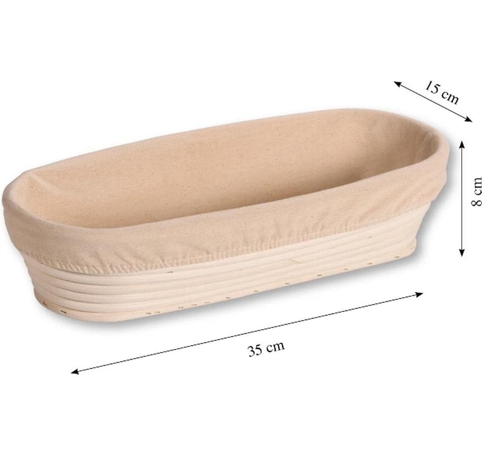Kesper Gärkörbchen oval 15 × 35 × 8 cm, Rattan/Baumwolle, Creme