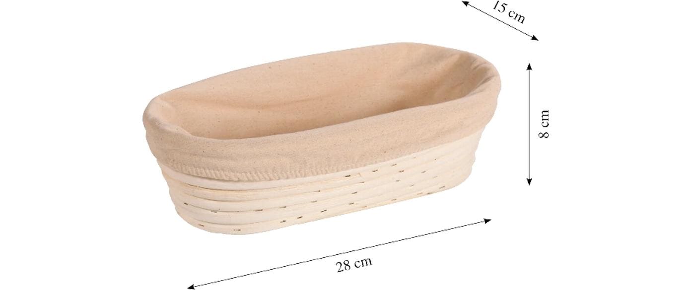 Kesper Gärkörbchen 15 × 28 × 8 cm, Baumwolle/Rattan, Creme