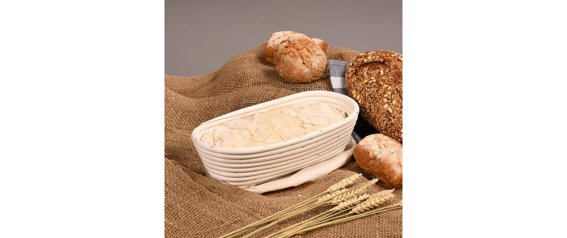 Kesper Gärkörbchen 15 × 28 × 8 cm, Baumwolle/Rattan, Creme