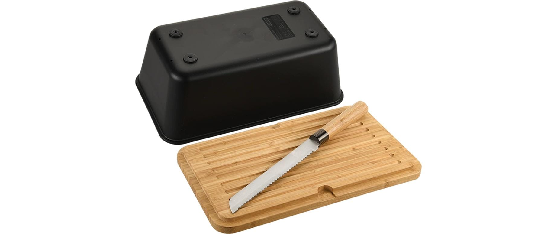 Kesper Lunchbox 3 l, 20 × 34,5 × 13,5 cm, Polypropylen (PP)/Bambus, schwarz, inkl. Schneidebrett und Messer