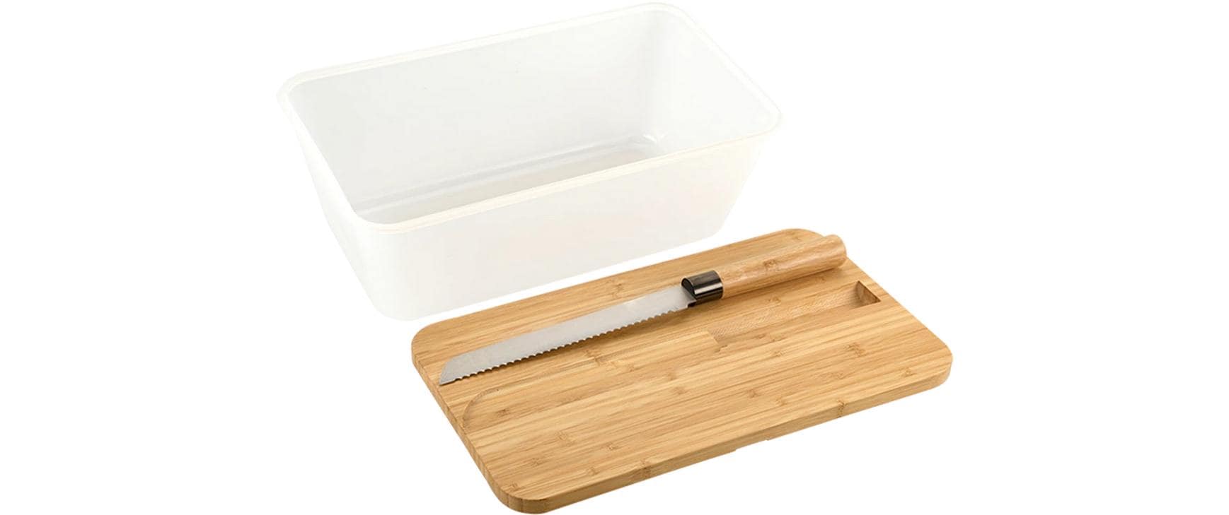 Kesper Lunchbox 3 l, 20 × 34.8 × 15.5 cm, Kunststoff/Bambus, transparent, mit Schneidebrett und Messer