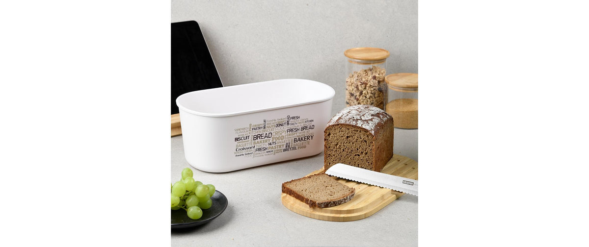 Kesper Lunchbox 34 × 14,5 × 1,5 cm, Kunststoff/Bambus, Weiss, inkl. Schneidebrett