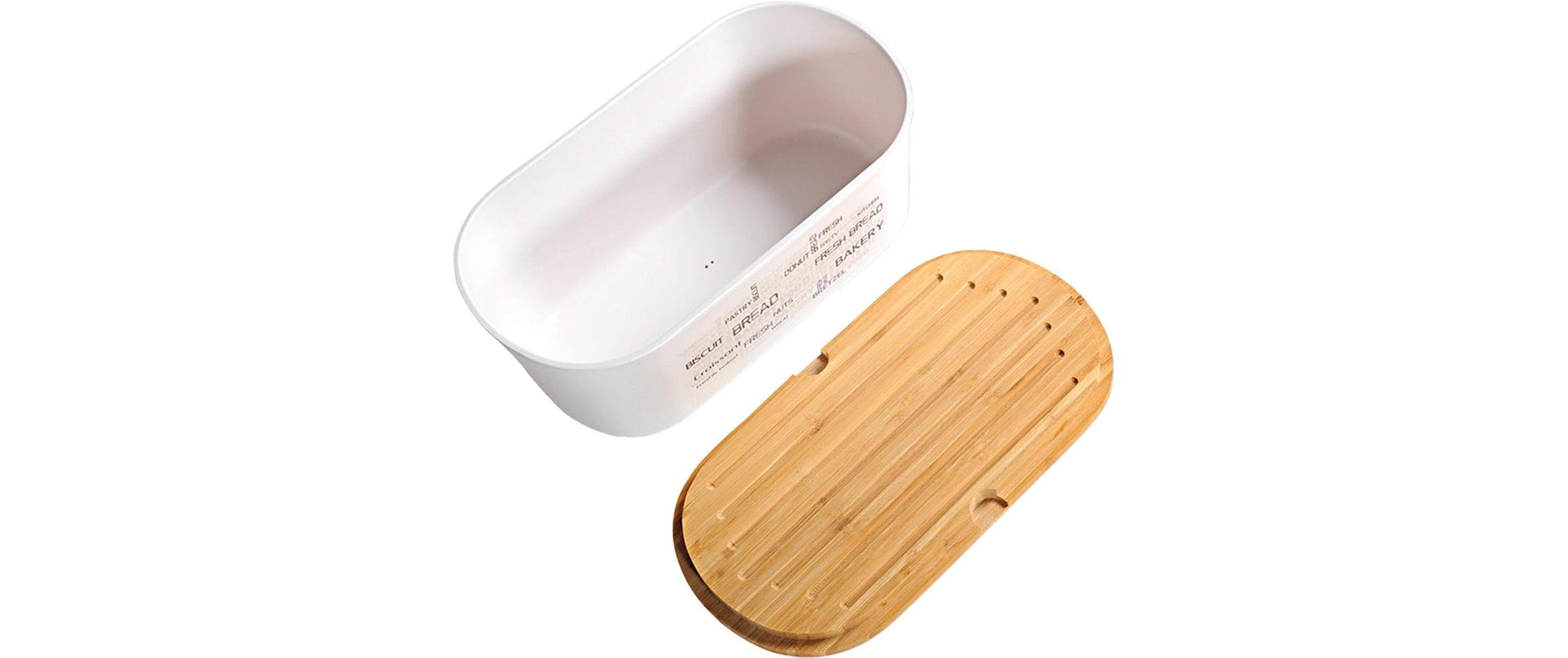 Kesper Lunchbox 34 × 14,5 × 1,5 cm, Kunststoff/Bambus, Weiss, inkl. Schneidebrett