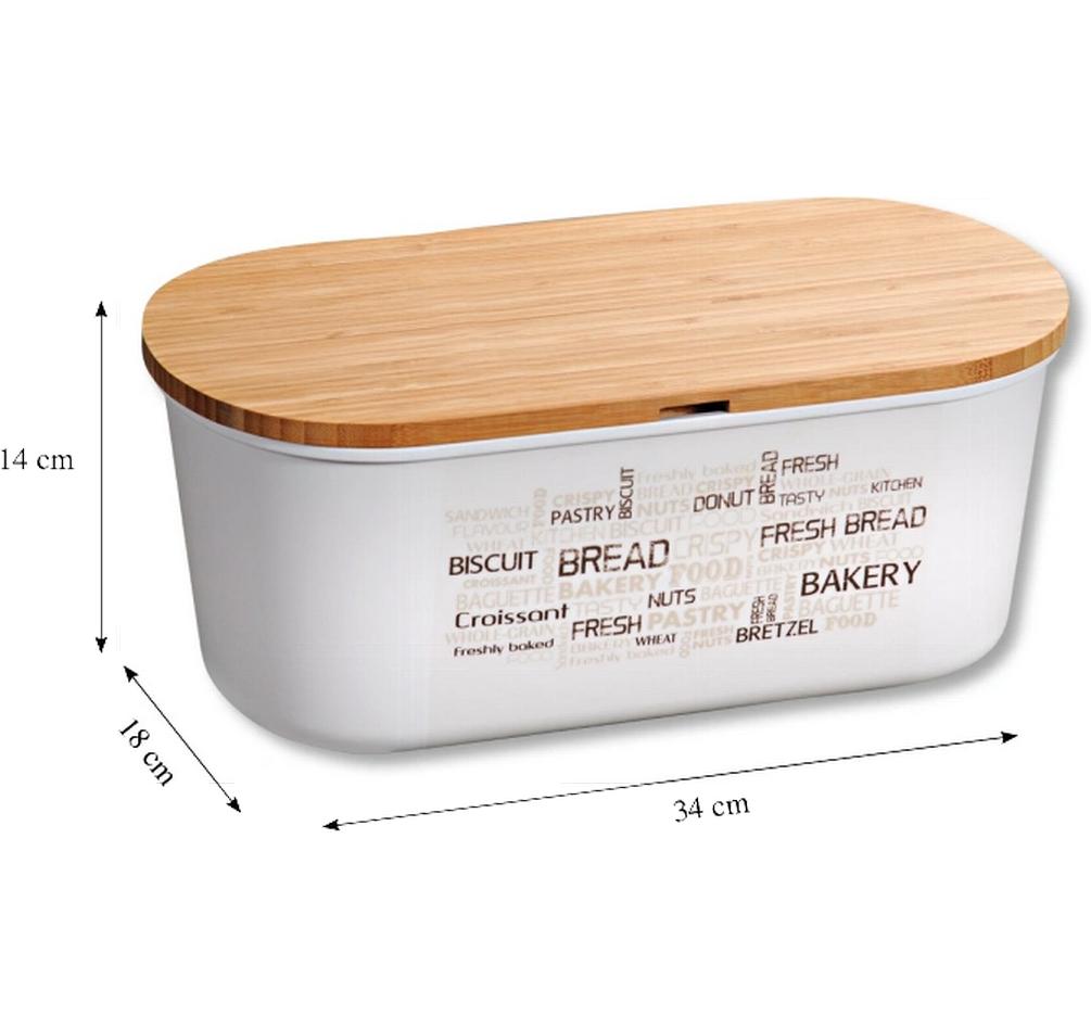 Kesper Lunchbox 34 × 14,5 × 1,5 cm, Kunststoff/Bambus, Weiss, inkl. Schneidebrett