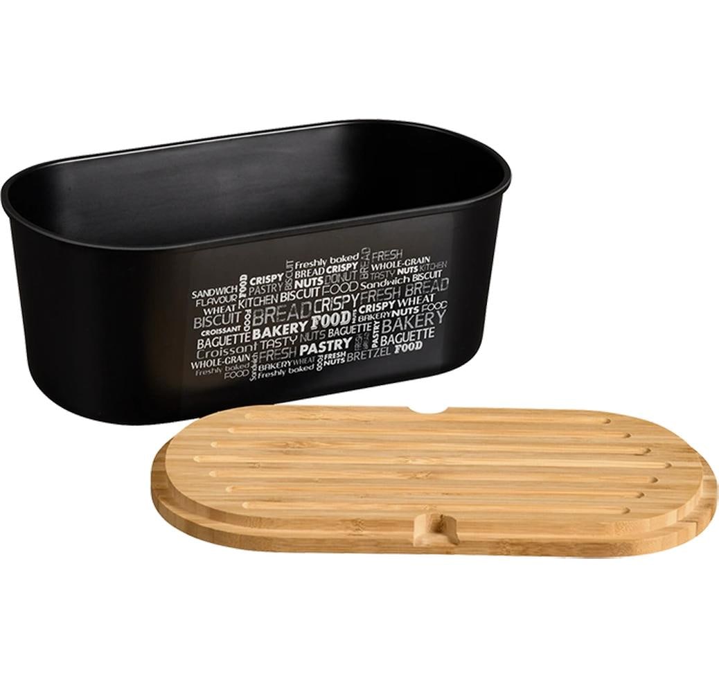 Kesper Lunchbox 20 × 33,5 × 14,5 cm, Bambus/Kunststoff (PET), mit Schneidebrett, schwarz