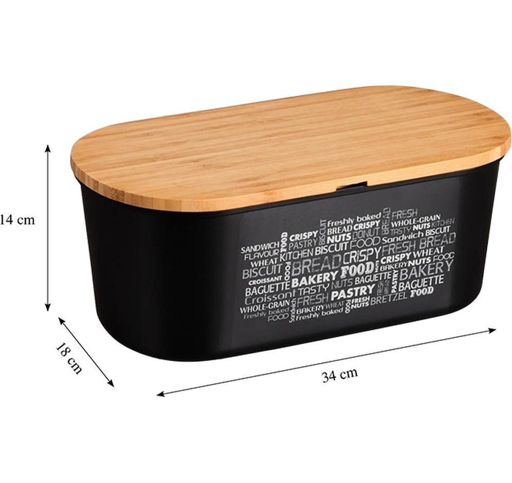 Kesper Lunchbox 20 × 33,5 × 14,5 cm, Bambus/Kunststoff (PET), mit Schneidebrett, schwarz