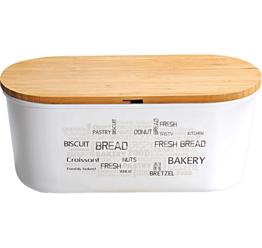 Kesper Lunchbox 34 × 14,5 × 1,5 cm, Kunststoff/Bambus, Weiss, inkl. Schneidebrett
