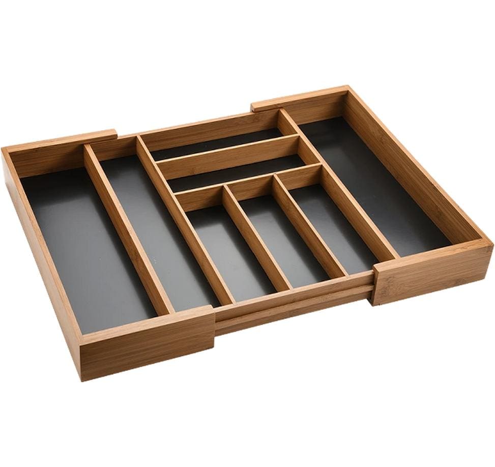 Kesper Ausziehbarer Besteckkasten, 35-57 × 43 × 5 cm, Bambus, Braun/Dunkelbraun