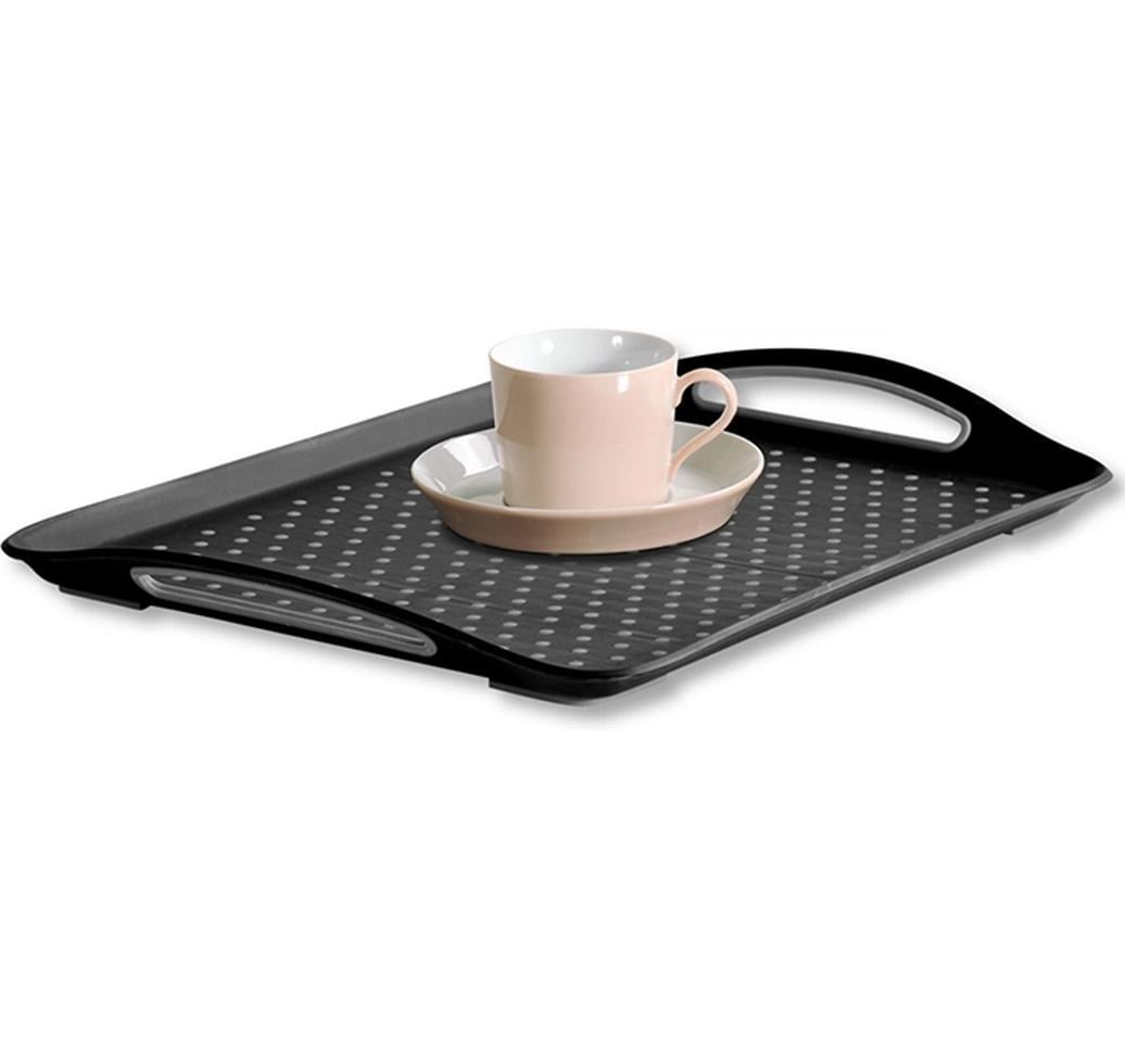 Kesper Serviertablett 32 × 45,5 × 4,5 cm, Polypropylen (PP), Schwarz, mit Griff, rutschfest