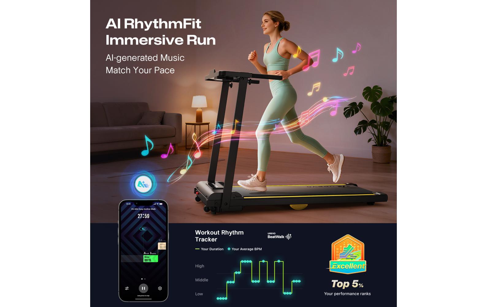 Urevo Foldi – Laufband Mini 2, 10 km/h, 120 kg – Orange/Schwarz