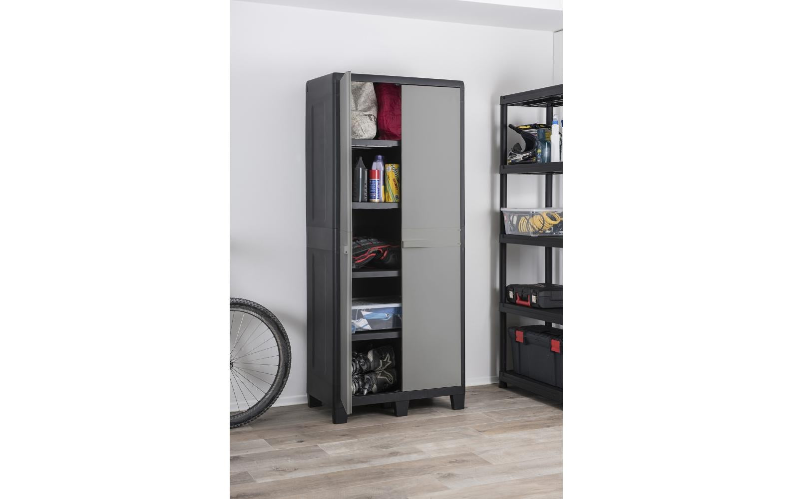 Toomax Schrank, 4 Tablare, Kunststoff, 780 × 460 × 1820 mm, Grau