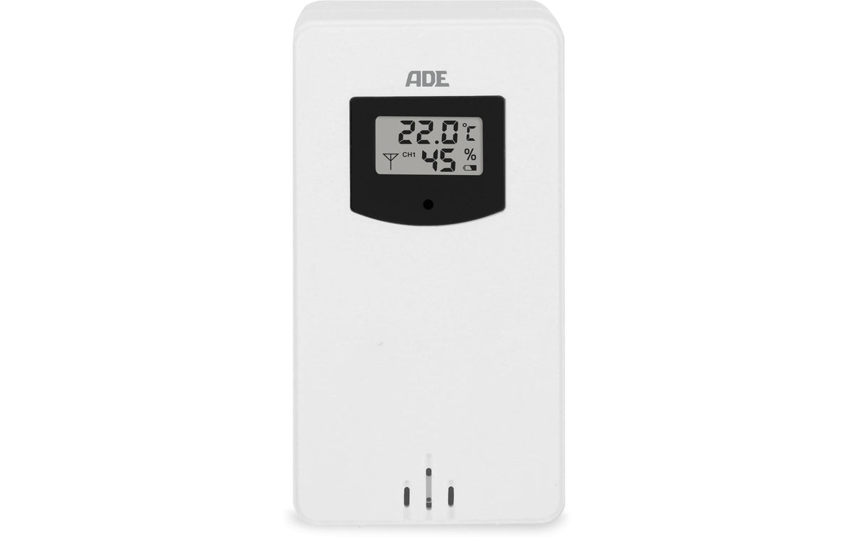 ADE – Zusatzsensor (Wetterstation), Aussentemperatur, AAA-Batterie – Weiss, für WS-Modelle (z. B. WS1703)
