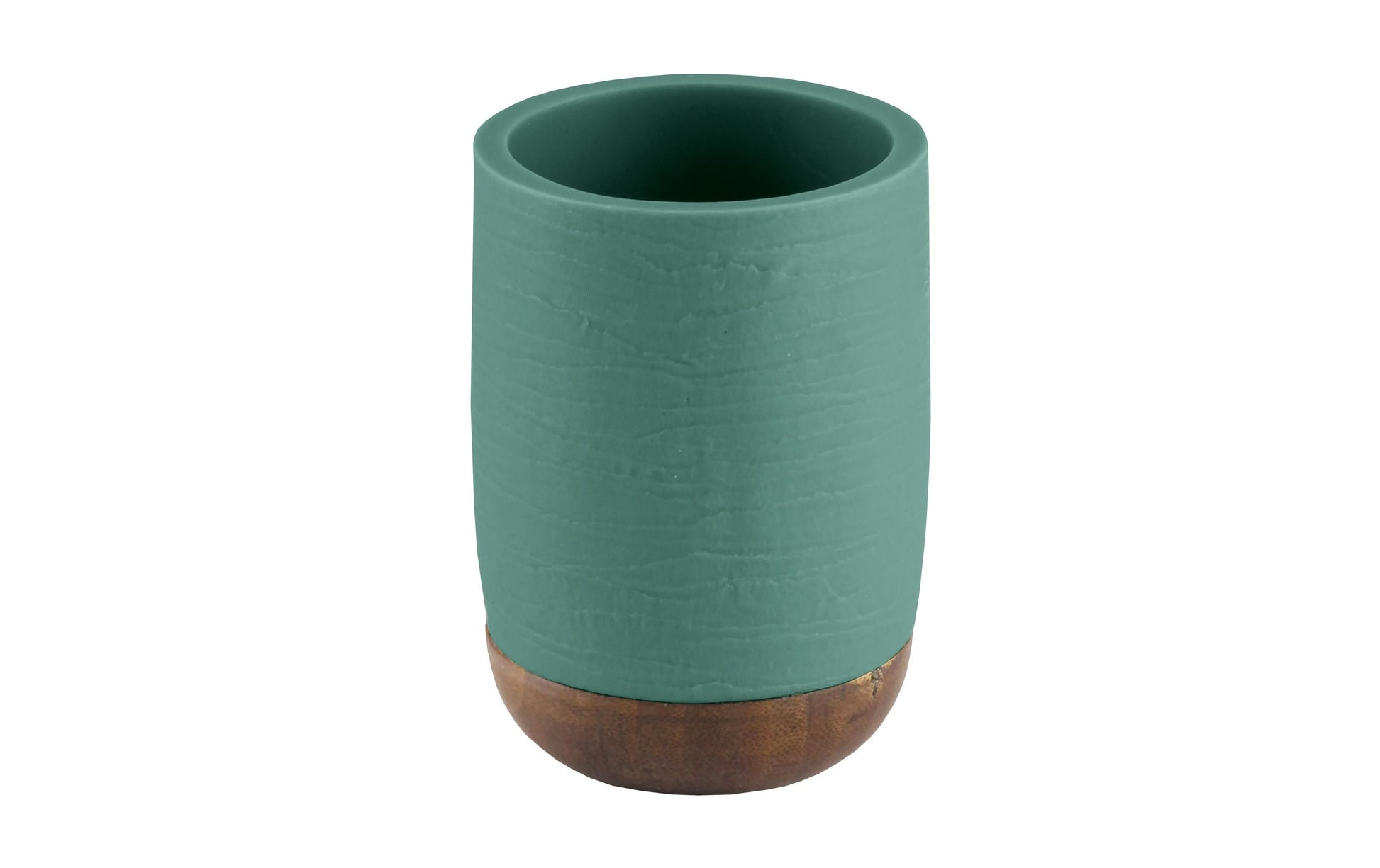 Kleine Wolke Zahnputzbecher Harper – 7,5×7,5×9 cm, Bambus/Polyresin, Grün