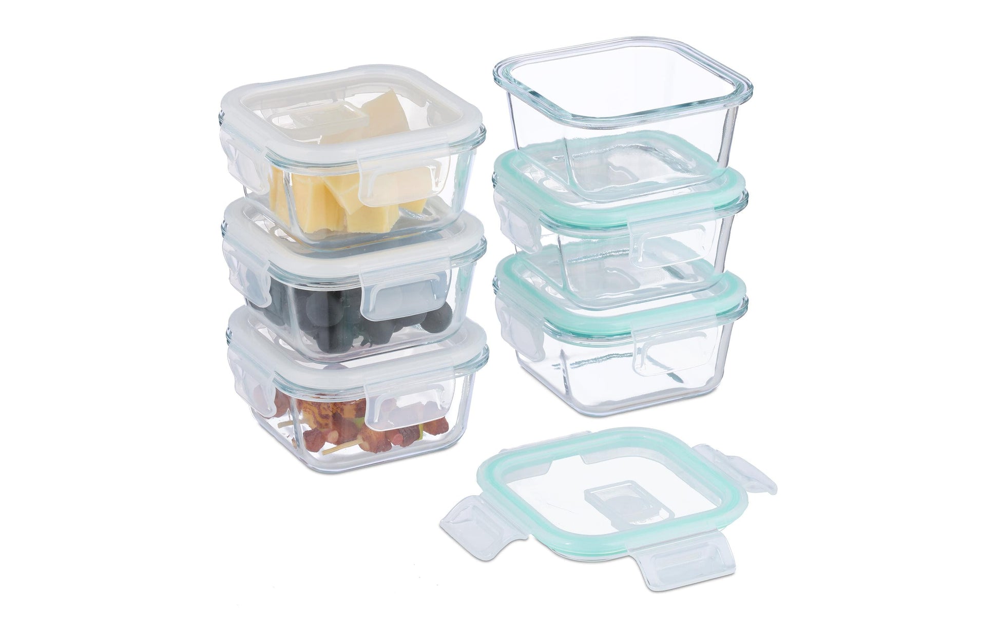 Relaxdays Vorratsdose 320 ml, 15,5 × 11 × 6 cm, Glas/Polypropylen (PP)/Silikon