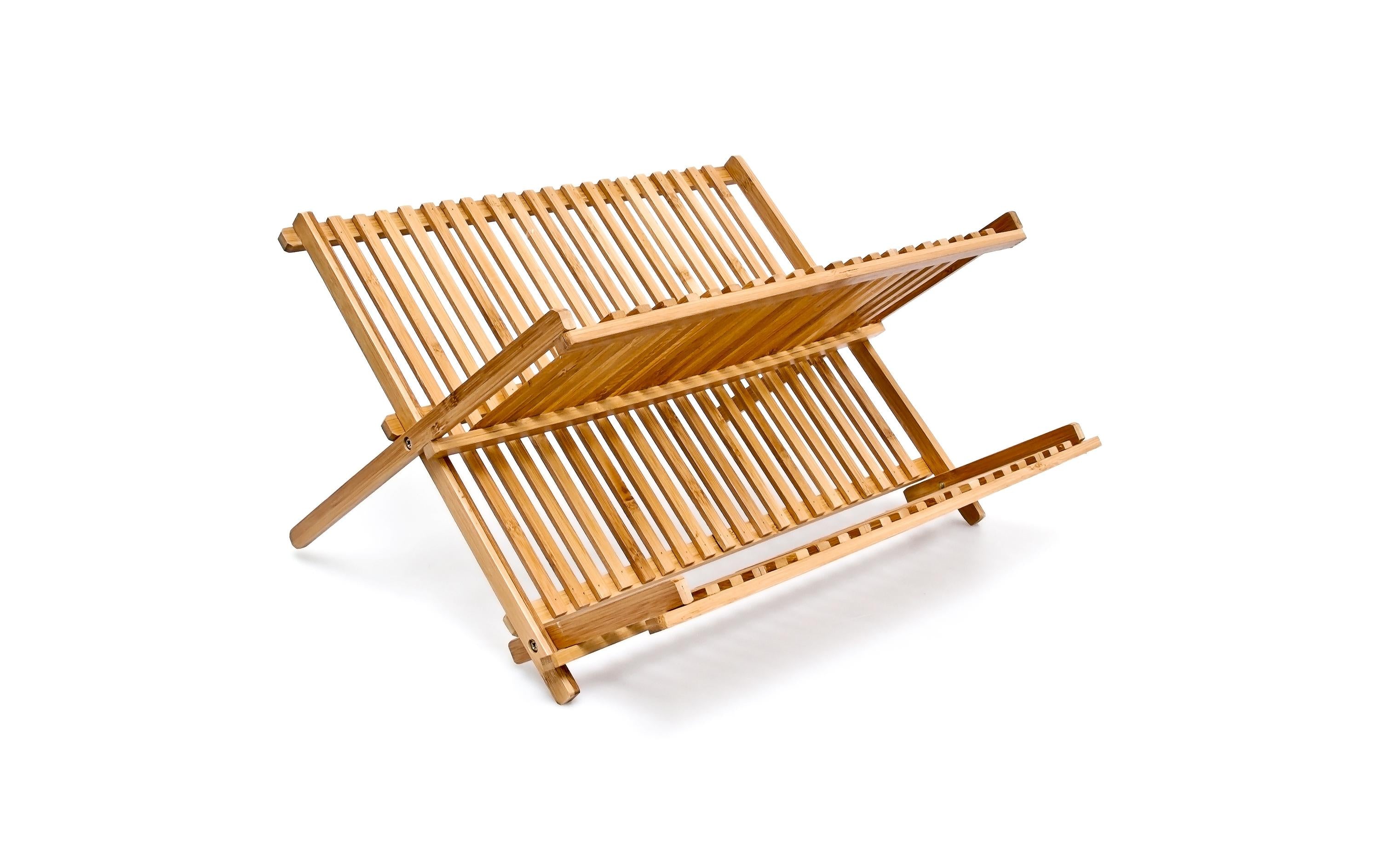 Relaxdays Abtropfgestell 42 × 33 × 24,5 cm, Bambus, Hellbraun