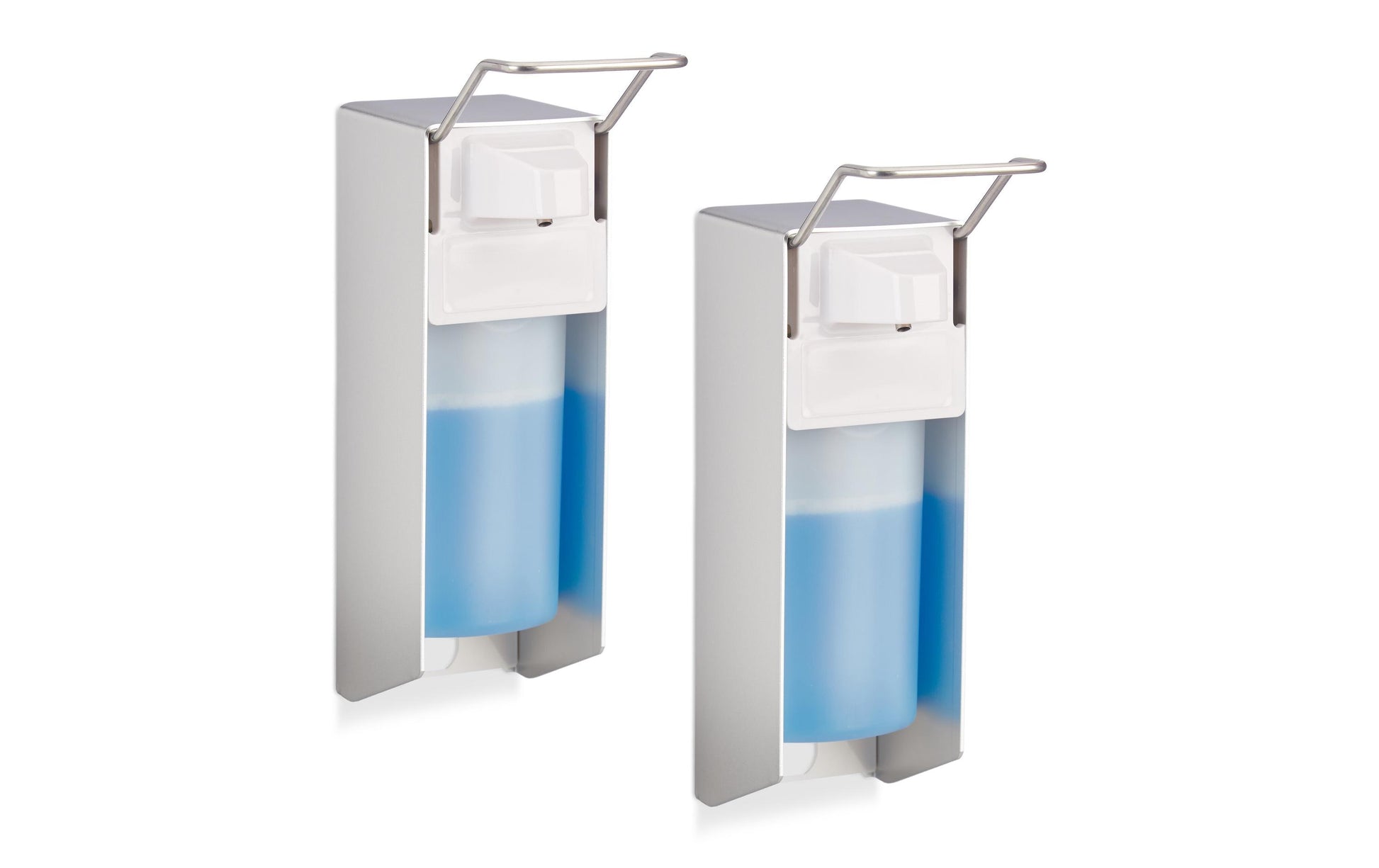 Relaxdays Desinfektionsmittelspender – Wandmontage – 500 ml, Weiss, Aluminium/Kunststoff