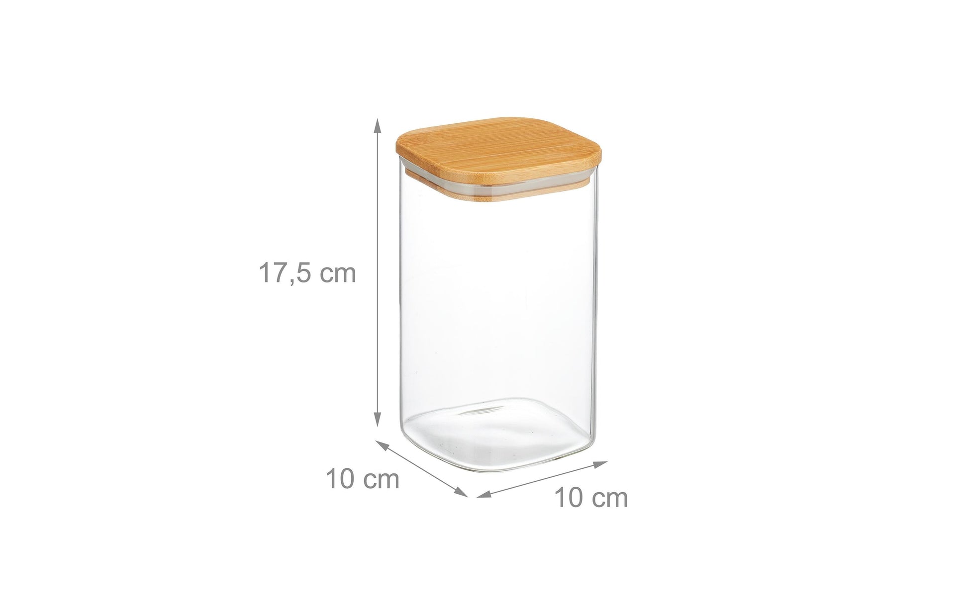 Relaxdays Vorratsdose 1,2 l, 10 × 10 × 17,5 cm, Glas (Borosilikat)/Bambus/Silikon, 3 Stk.