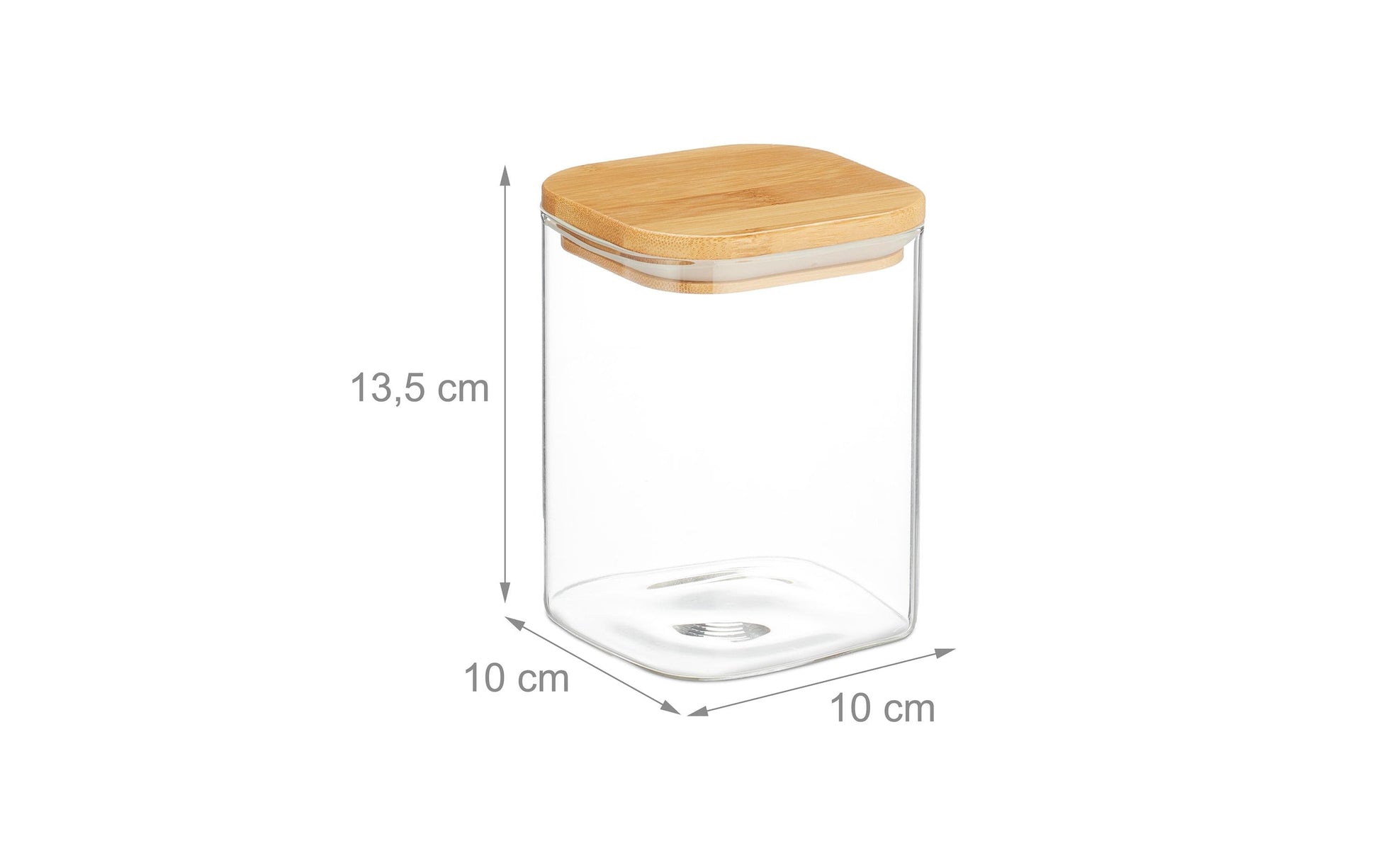 Relaxdays Vorratsdose 3er-Set 900 ml, 10 × 10 × 13,5 cm, Glas/Bambus/Silikon, Transparent/Natur