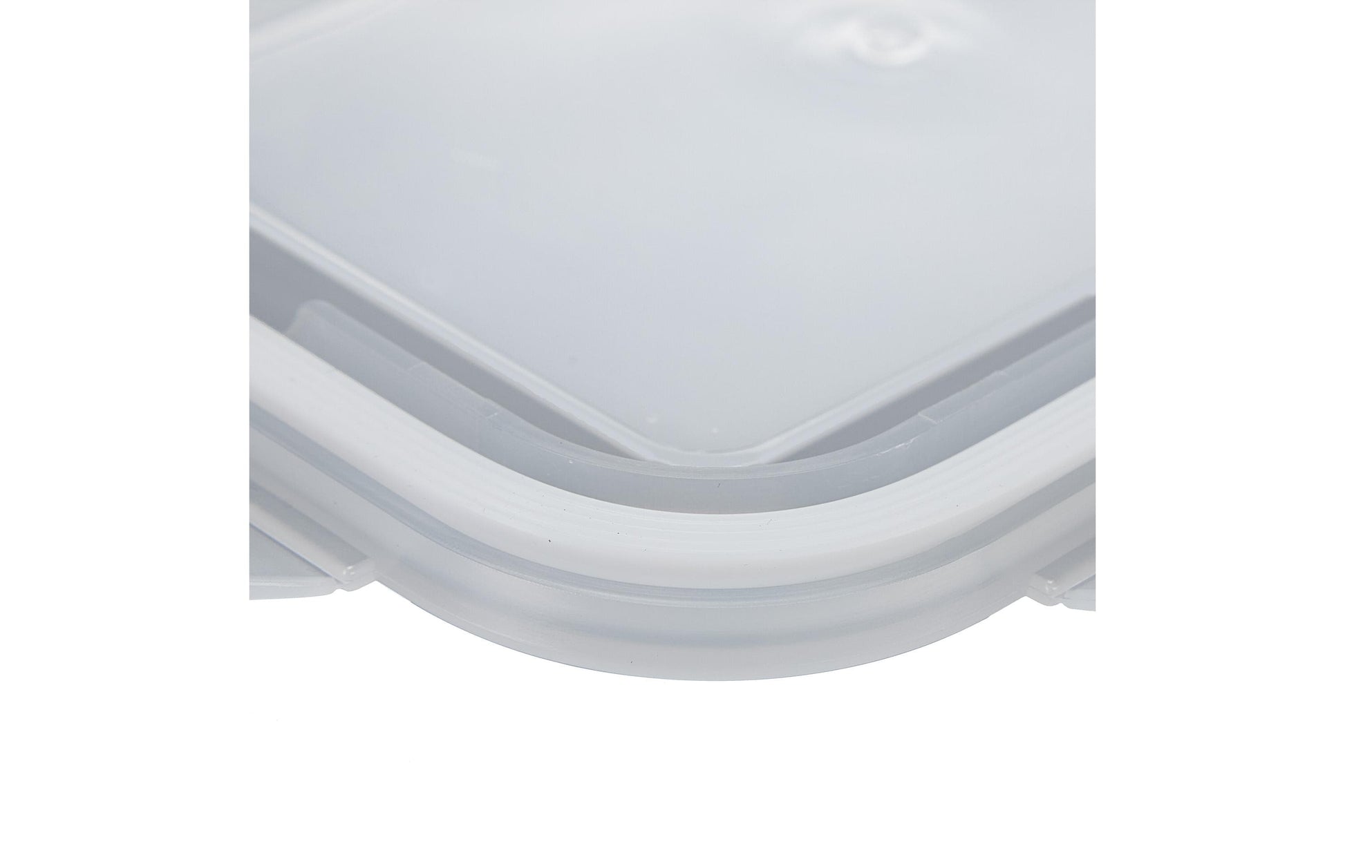 Relaxdays Vorratsdose 640 ml, 18 × 13,5 × 6 cm, Glas/Polypropylen (PP)/Silikon, Transparent/Weiss