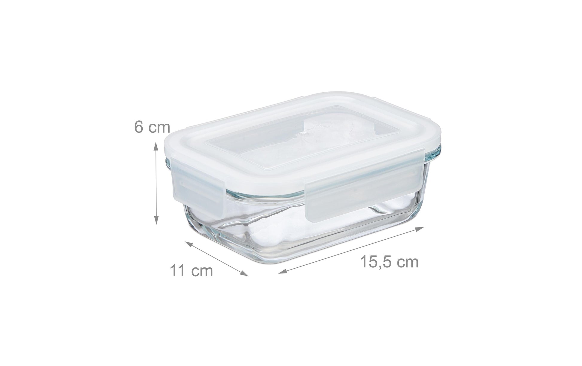 Relaxdays Vorratsdose 370 ml, 15,5 × 11 × 6 cm, Glas/Polypropylen (PP)/Silikon, transparent/türkis/weiss