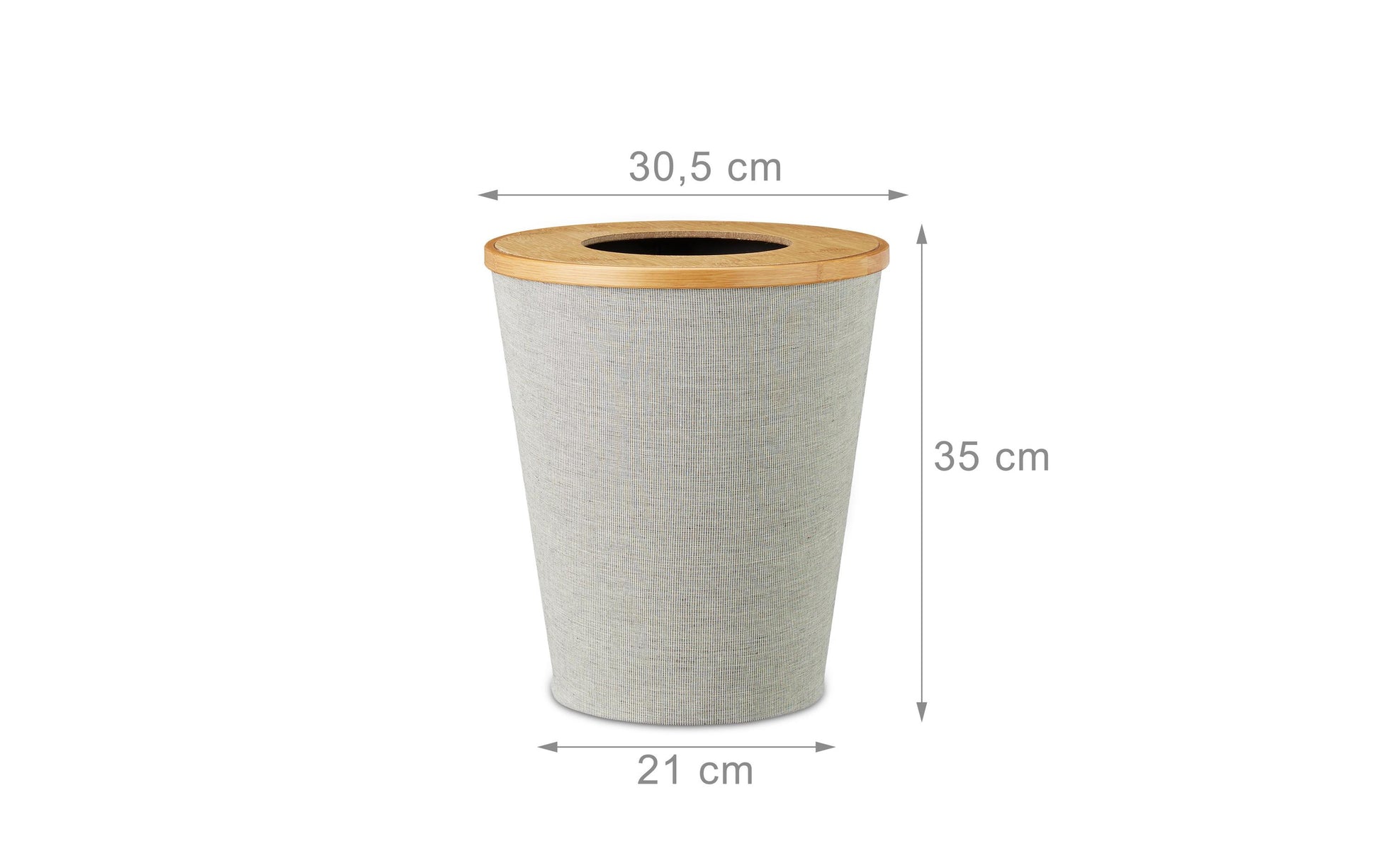 Relaxdays Papierkorb 10021487 – 10,5 l – Bambus, rund – braun/grau/schwarz