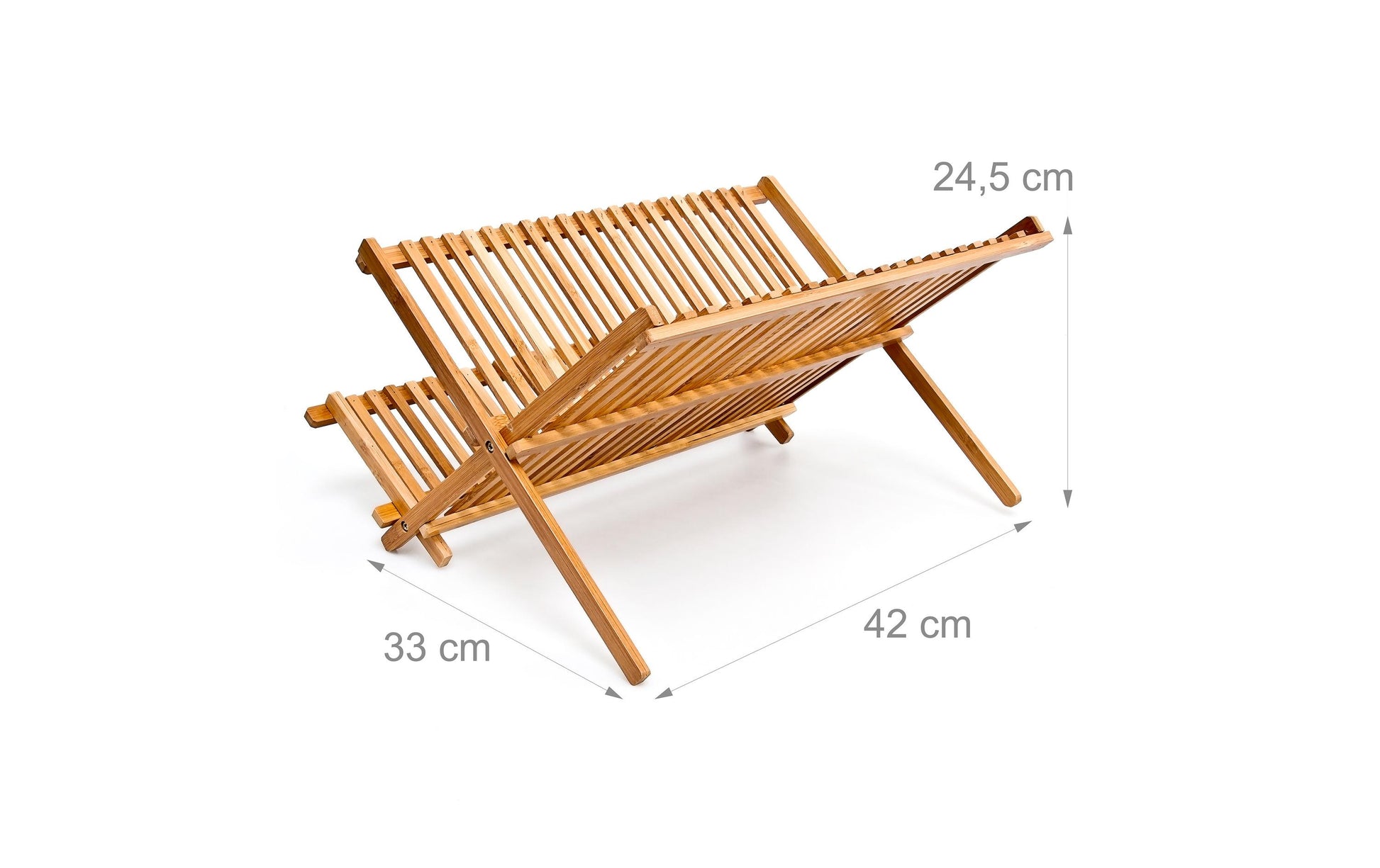 Relaxdays Abtropfgestell 42 × 33 × 24,5 cm, Bambus, Hellbraun