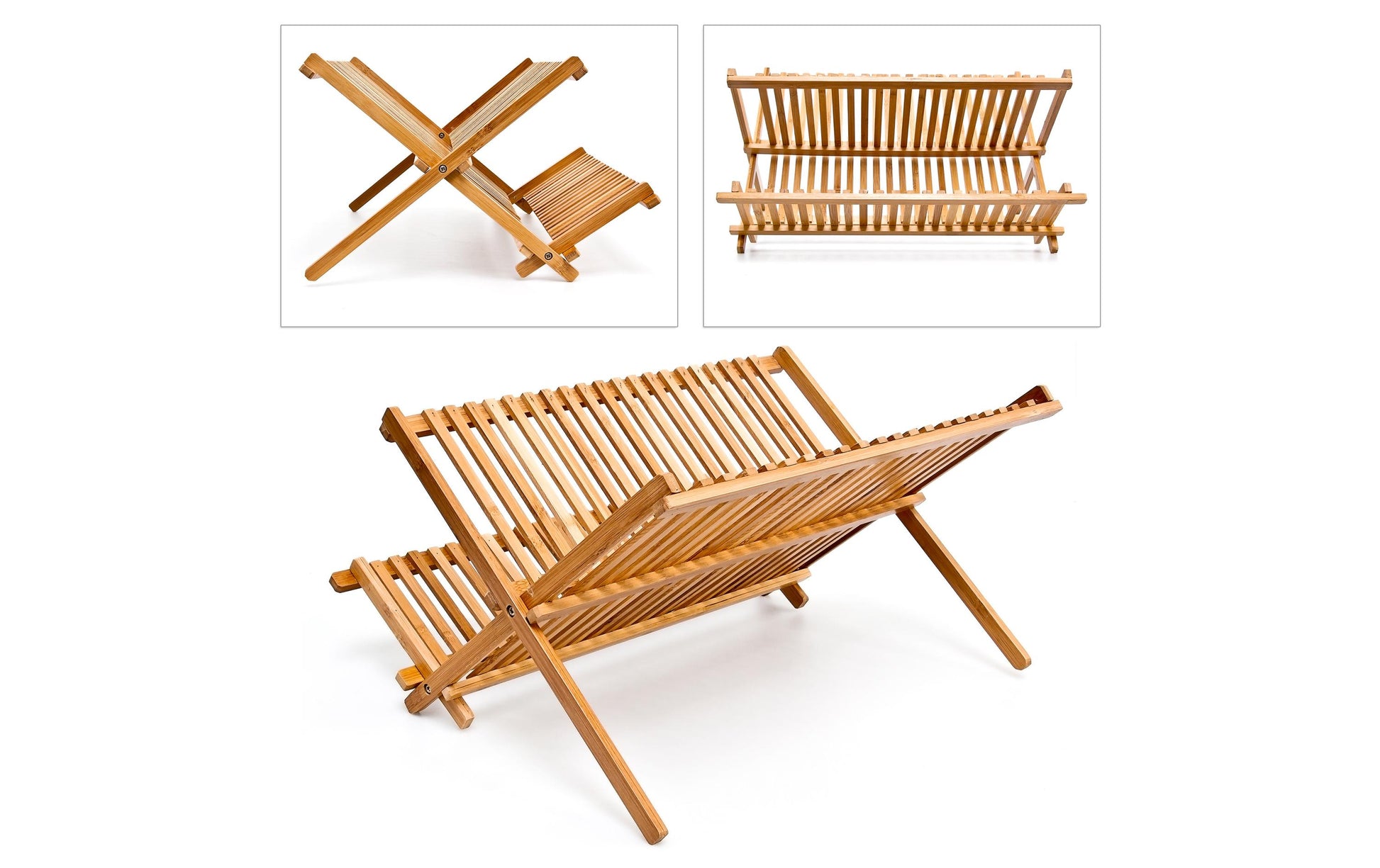 Relaxdays Abtropfgestell 42 × 33 × 24,5 cm, Bambus, Hellbraun