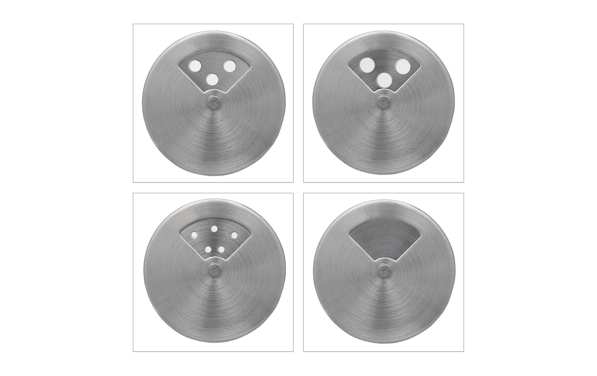 Relaxdays Streudose 900 ml, Ø 5 × 8,5 cm, Edelstahl/Glas, 12er-Set, Schwarz/Silber/Transparent