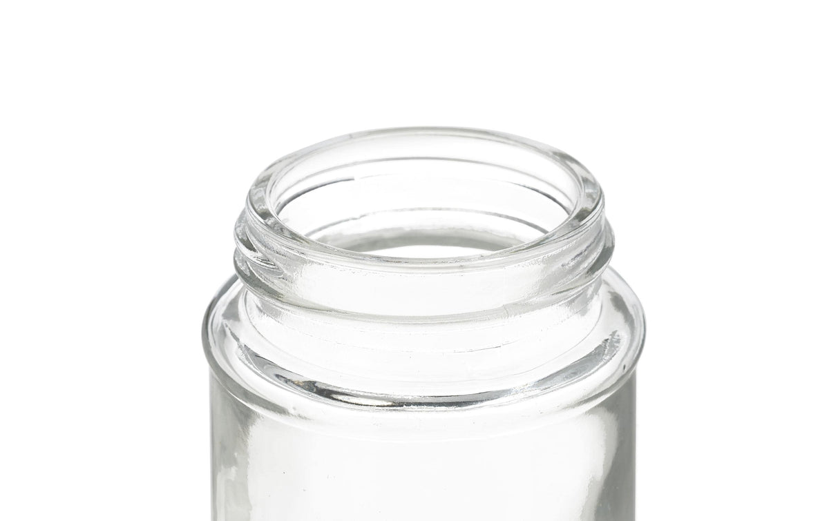 Relaxdays Streudose 90 ml, Ø 5 × 8,5 cm, Glas/Edelstahl/Kunststoff, transparent/silber