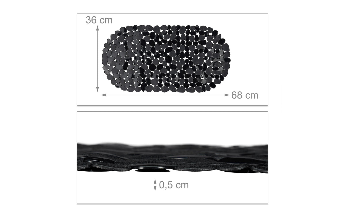 Relaxdays Badewannenmatte – 36×68×0,5 cm, PVC, Schwarz